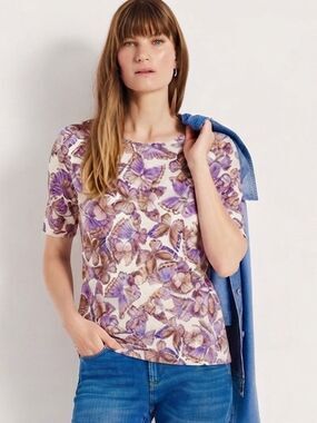 J. Jill Pima Slub Knit Butterfly Scoop Neck Tee NWOT Size Large